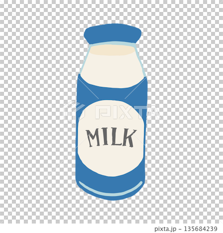 Hand-drawn illustration of a milk bottle 135684239