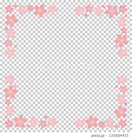 かわいい桜のフレーム　ピンク 135684455