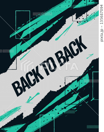 Modern and Dynamic Sport Poster Design with Black and Green Brush Strokes in Grunge Style 135687094