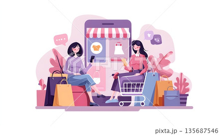 Online and offline shopping integration scene 135687546