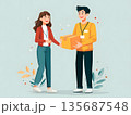 Happy customer receiving product delivery 135687548