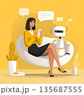 AI powered chatbot assisting online customer 135687555
