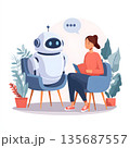 AI powered chatbot assisting online customer 135687557