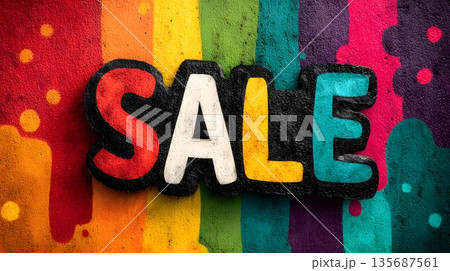 Vector minimal sale banner template with bold typography and abstract shapes Vector minimal sale banner template with bold typography and abstract shapes 135687561