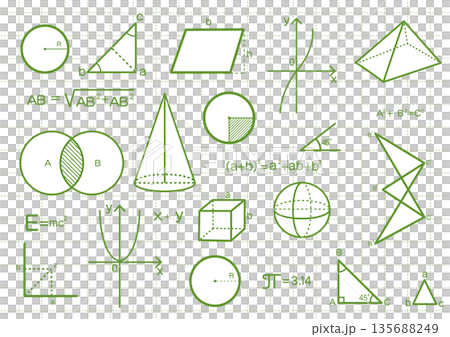 Mathematical Shape Set Green Mathematical Shape Set Green 135688249