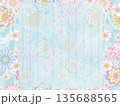 キラキラ和柄　菊ブルー　便箋 135688565