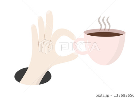 Hand Holding Coffee Cup Illustration 135688656