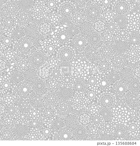 お花の柄素材(白黒) お花の柄素材(白黒) 135688684