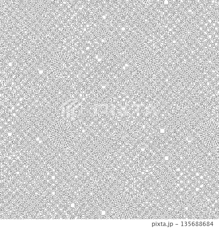 お花の柄素材(白黒) お花の柄素材(白黒) 135688684
