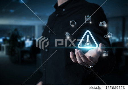 Digital warning icon. 135689328