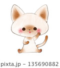 座って前足を上げるポーズのネコ 座って前足を上げるポーズのネコ 135690882