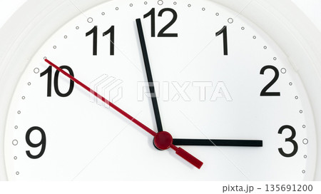 Closeup clock ticking showing three hours 135691200