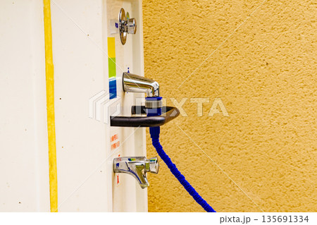 Caravan service. Refilling camper rv water tank. 135691334