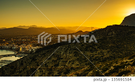 Sunset over spanish coastal hills landscape 135691584