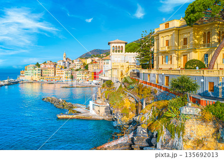 View of Bogliasco. Bogliasco is a ancient fishing village in Italy, Genoa, Liguria 135692013