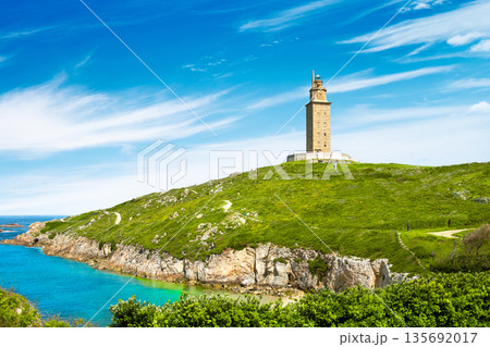View of the Tower of Hercules, A Coruna, Galicia, Spain View of the Tower of Hercules, A Coruna, Galicia, Spain 135692017