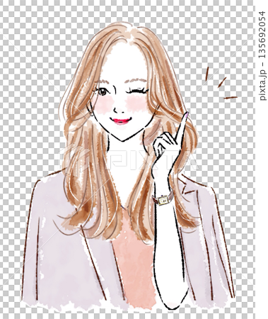 人差し指を立てる女性 人差し指を立てる女性 135692054