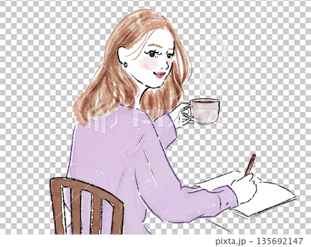 カフェでコーヒーを飲む女性 135692147