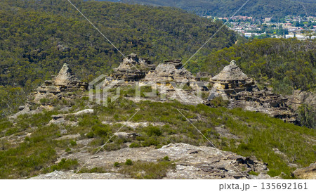 Drone photograph of the City of Stones near the town of Lithgow 135692161