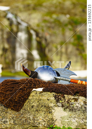 Viking accessory on nature, Norway Viking accessory on nature, Norway 135692215