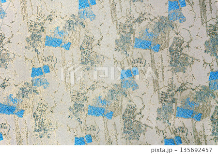 Sky blue and silver jacquard fabric texture with abstract pattern, luxury textile background. Sky blue and silver jacquard fabric texture with abstract pattern, luxury textile background. 135692457