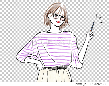 メガネをかけた女性 メガネをかけた女性 135692525