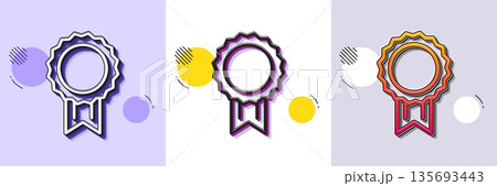 Award Medal line icon. Halftone dotted pattern. Gradient icon with grain shadow. Winner achievement symbol. Glory or Honor sign. Line reward icon. Various designs. Vector Award Medal line icon. Halftone dotted pattern. Gradient icon with grain shadow. Winner achievement symbol. Glory or Honor sign. Line reward icon. Various designs. Vector 135693443