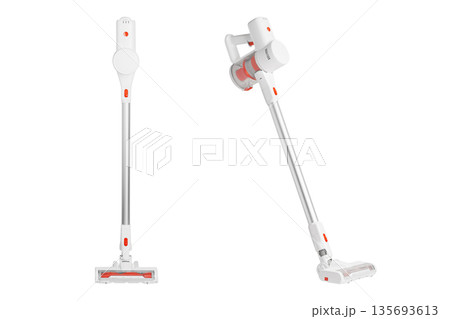Isolated stick sweeper collection displays innovative battery-powered appliances. Isolated stick sweeper collection displays innovative battery-powered appliances. 135693613