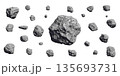 Asteroids, meteorites or boulders on white. 135693731
