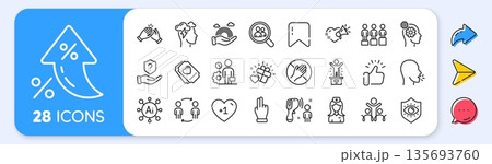 Lgbt, Dont touch and Cough line icons. Interest rate, AI generate, Inflation icons. Pack of Love ticket, Click hand, Inclusion icon. Hospital nurse, Workflow, Protection shield pictogram. Vector Lgbt, Dont touch and Cough line icons. Interest rate, AI generate, Inflation icons. Pack of Love ticket, Click hand, Inclusion icon. Hospital nurse, Workflow, Protection shield pictogram. Vector 135693760