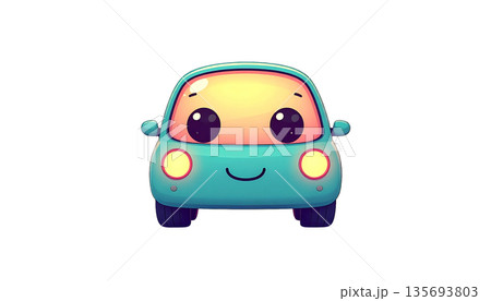かわいい車のアイコンイラスト かわいい車のアイコンイラスト 135693803