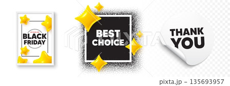 Best choice photo frame 3d stars. Thank you sticker banner. Best choice tag. Special offer Sale sign. Advertising Discounts symbol. Black friday poster. Promo background. Vector Best choice photo frame 3d stars. Thank you sticker banner. Best choice tag. Special offer Sale sign. Advertising Discounts symbol. Black friday poster. Promo background. Vector 135693957