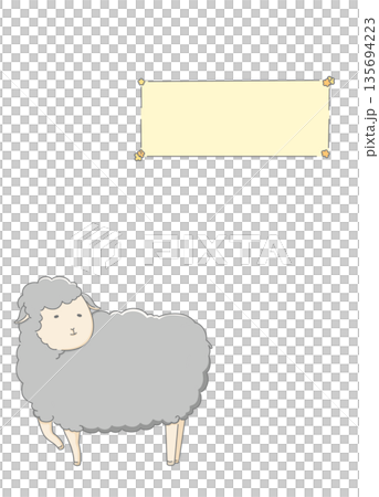 Sheep illustration with frame② 135694223