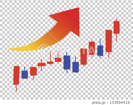 蠟燭圖顯示市場上漲趨勢 135694418