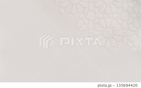 Minimal Soft Beige Embossed Paper Background. Decorative Geometric Moroccan Pattern, Mosaic tiles. Elegant Neutral Texture Copy Space. Luxury Branding, Ramadan Invitations. Islamic Wedding Design Minimal Soft Beige Embossed Paper Background. Decorative Geometric Moroccan Pattern, Mosaic tiles. Elegant Neutral Texture Copy Space. Luxury Branding, Ramadan Invitations. Islamic Wedding Design 135694420