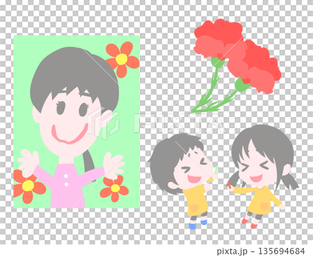 お母さんに感謝をしている子どもたち 135694684