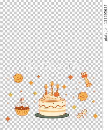 生日蛋糕和甜點慶祝相框背景材料 135695637