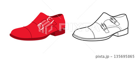 Monkstrap mens red double buckle flat plus line set. Twin strap leather footwear modern formal smart casual style. Monkstrap mens red double buckle flat plus line set. Twin strap leather footwear modern formal smart casual style. 135695865