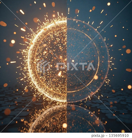 抽象的な青い光の輪 135695910