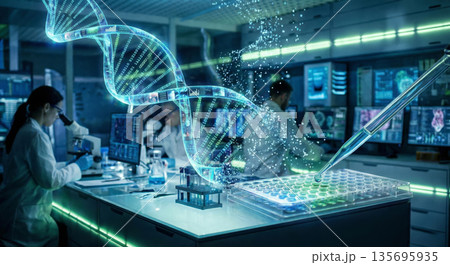 螺旋状のDNAデータと遺伝子解析　新薬開発を支える先端技術と研究者たち 135695935