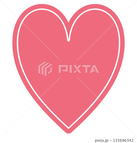 シンプルで可愛いポップなデザインの赤ピンクのハート型素材（枠線なし） 135696342
