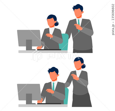 業務を支援する職場コミュニケーションのイラスト サポートと調整で生産性向上 135696602