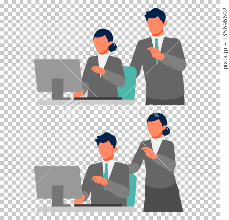 業務を支援する職場コミュニケーションのイラスト サポートと調整で生産性向上 135696602