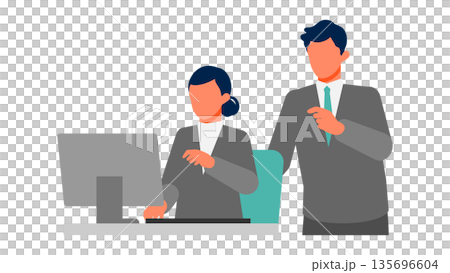 男性員工支援的工作場所溝通範例，旨在提高工作協調性和生產力。 135696604