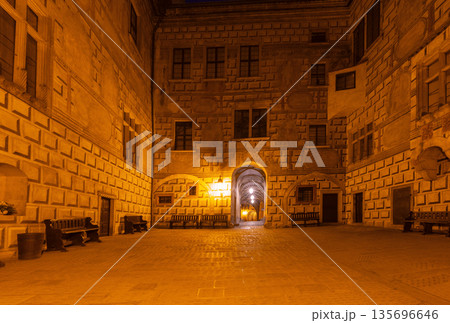 Historic Painted Courtyard in Cesky Krumlov Fortress 135696646