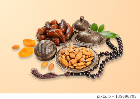 Ramadan feast with dried fruits and nuts Ramadan feast with dried fruits and nuts 135696705