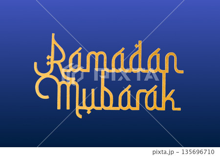 Gold Ramadan Mubarak text on serene blue Gold Ramadan Mubarak text on serene blue 135696710