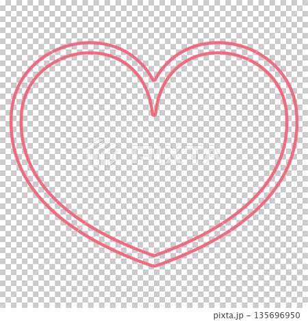 Simple, cute, pop design red and pink heart-shaped material (double line, transparent) 135696950