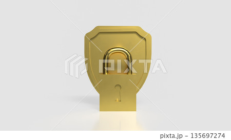Golden Padlock Securing Digital Privacy And Cyber Protection Concept 3d render. 135697274