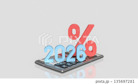 Tax Calculation 2026 Percentage Rate Finance And Accounting Concept 3d render. 135697281